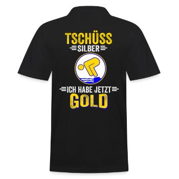 Schwimmen Gold Bestanden Schwimmabzeichen - Männer Poloshirt - Schwarz - Hinten - Kai (181cm)
