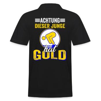 Dieser Junge darf Schwimmen Gold Bestanden - Männer Poloshirt - Schwarz - Hinten - Kai (181cm)