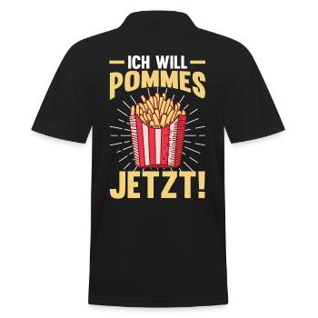 Ich will Pommes - Männer Poloshirt - Schwarz - Hinten - Kai (181cm)