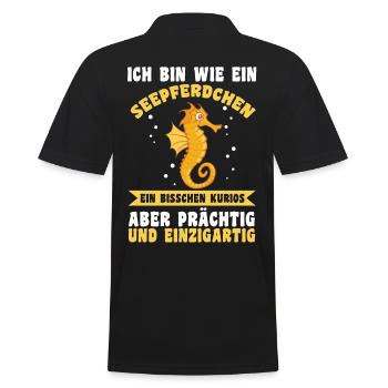 Ich bin ein Seepferdchen - Männer Poloshirt - Schwarz - Hinten - Kai (181cm)
