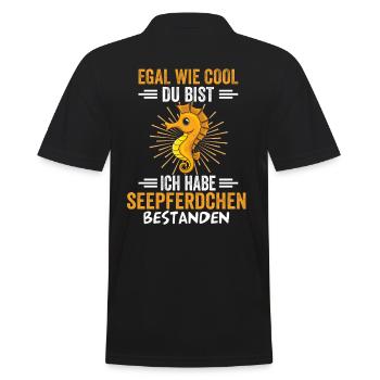 Seepferdchen bestanden - Männer Poloshirt - Schwarz - Hinten - Kai (181cm)