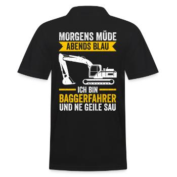 Baggerfahrer Tiefbau Bagger - Männer Poloshirt - Schwarz - Hinten - Kai (181cm)