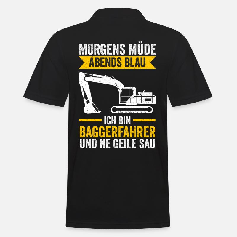 Baggerfahrer Tiefbau Bagger - Männer Poloshirt - Schwarz