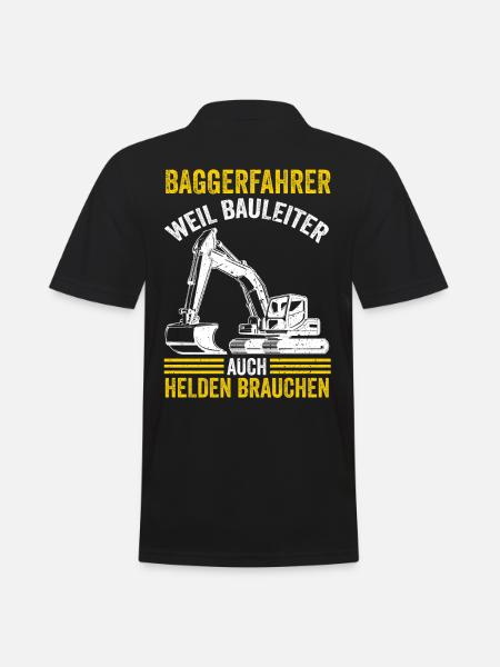 Baggerfahrer Bauleiter Bagger - Männer Poloshirt - Schwarz