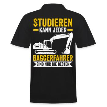 Studieren kann jeder Baggerfahrer Baggern Bagger - Männer Poloshirt - Schwarz - Hinten - Kai (181cm)