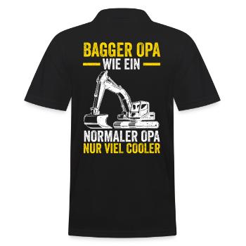 Bagger Opa Großvater Baggern Baggerfahrer - Männer Poloshirt - Schwarz - Hinten - Kai (181cm)