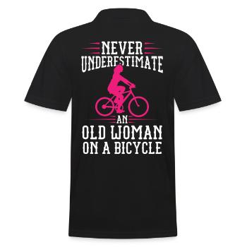 Never Underestimate An Old Woman On A Bicycle - Men's Polo Shirt - black - Back - Kai (181cm)