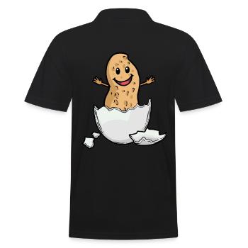 Erdnuss Nuss Eierschale Geburt Baby Hurra - Männer Poloshirt - Schwarz - Hinten - Kai (181cm)