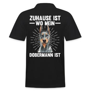 Zuhause ist wo mein Dobermann ist - Männer Poloshirt - Schwarz - Hinten - Kai (181cm)