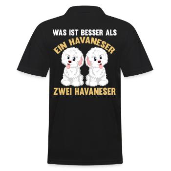Zwei Havaneser Hund Havaneser - Männer Poloshirt - Schwarz - Hinten - Kai (181cm)