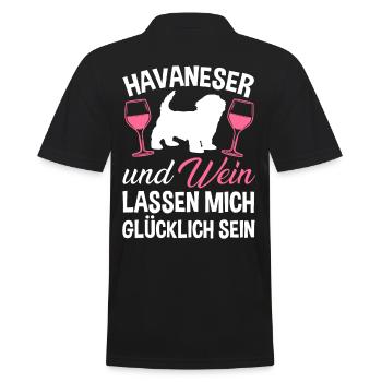 Havaneser und Wein - Männer Poloshirt - Schwarz - Hinten - Kai (181cm)