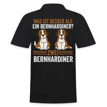 Zwei Bernhardiner Hund Bernhardiner - Männer Poloshirt - Schwarz - Hinten - Kai (181cm)