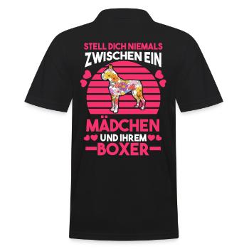 Hundebesitzerin Deutscher Boxer - Männer Poloshirt - Schwarz - Hinten - Kai (181cm)