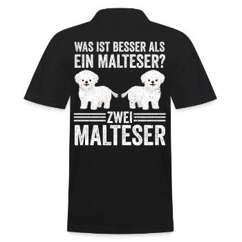 Zwei Malteser Hund Malteser - Männer Poloshirt - Schwarz - Hinten - Kai (181cm)