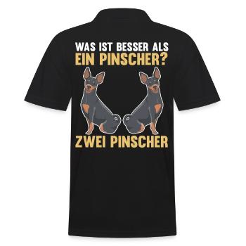 Zwei Pinscher Hund Pinscher - Männer Poloshirt - Schwarz - Hinten - Kai (181cm)