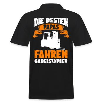 Stapler Papa Vater Vatertag Lagerist Staplerfahrer - Männer Poloshirt - Schwarz - Hinten - Kai (181cm)