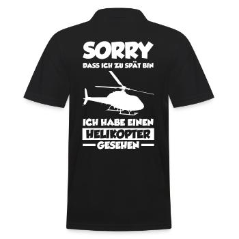 Helikopter Hubschrauber Pilot Heli - Männer Poloshirt - Schwarz - Hinten - Kai (181cm)