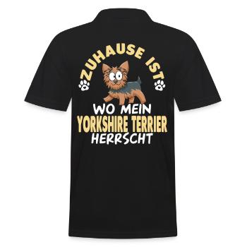Yorkshire Terrier Hunde - Männer Poloshirt - Schwarz - Hinten - Kai (181cm)
