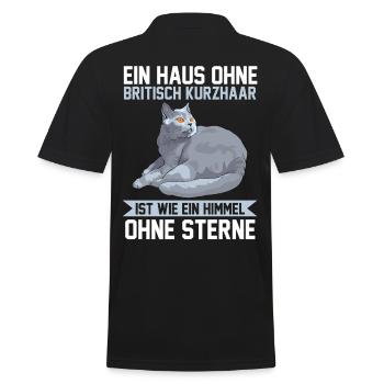 Britisch Kurzhaar Katzen - Männer Poloshirt - Schwarz - Hinten - Kai (181cm)