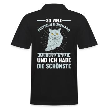 Katzen Britisch Kurzhaar - Männer Poloshirt - Schwarz - Hinten - Kai (181cm)