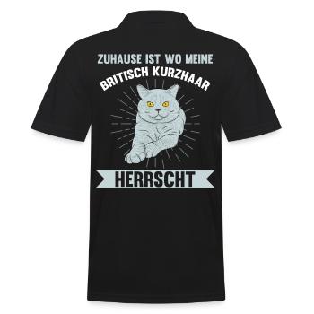 Zuhause ist wo meine Britisch Kurzhaar ist - Männer Poloshirt - Schwarz - Hinten - Kai (181cm)