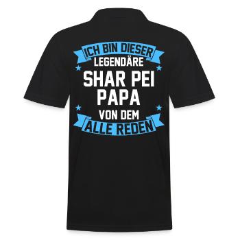 Shar Peipapa Shar Pei Papa - Männer Poloshirt - Schwarz - Hinten - Kai (181cm)