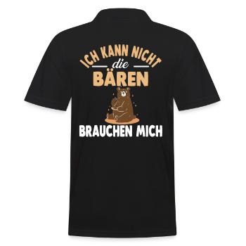 Bär Zootier Bären - Männer Poloshirt - Schwarz - Hinten - Kai (181cm)