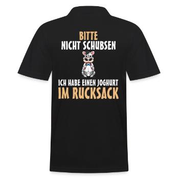 Bitte nicht schubsen ich habe Joghurt im Rucksack - Männer Poloshirt - Schwarz - Hinten - Kai (181cm)