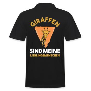 Giraffe Giraffen - Männer Poloshirt - Schwarz - Hinten - Kai (181cm)