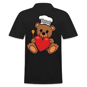 Teddy Koch kochen Herz Kochkunst Hobbykoch - Männer Poloshirt - Schwarz - Hinten - Kai (181cm)