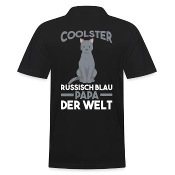 Katzen Papa Vater Vatertag Russisch Blau - Männer Poloshirt - Schwarz - Hinten - Kai (181cm)