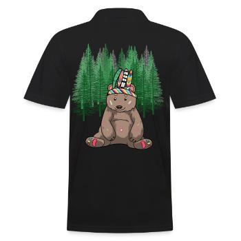 Wilder Westen Braunbär Bär Ureinwohner Kind - Männer Poloshirt - Schwarz - Hinten - Kai (181cm)