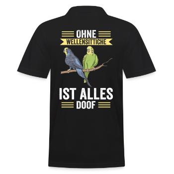 Ohne Wellensittich ist Alles doof - Männer Poloshirt - Schwarz - Hinten - Kai (181cm)