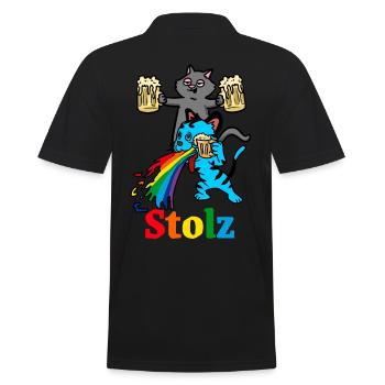 Stolz Kater Abfeiern kotzen saufen Party Feier - Männer Poloshirt - Schwarz - Hinten - Kai (181cm)