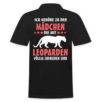 Leopard Mädchen Leoparden - Männer Poloshirt - Schwarz - Hinten - Kai (181cm)