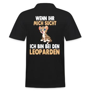 Ich bin bei den Leoparden - Männer Poloshirt - Schwarz - Hinten - Kai (181cm)