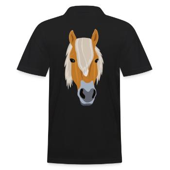 Haflinger Head Riding Pony Gift - Men's Polo Shirt - black - Back - Kai (181cm)