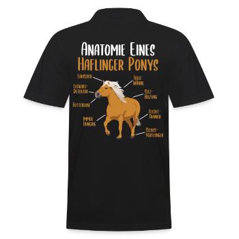 Anatomie eines Haflinger Ponys - Haflinger Pferd - Männer Poloshirt - Schwarz - Hinten - Kai (181cm)
