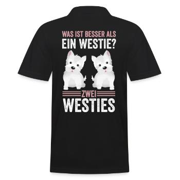 Zwei Westie White Terrier Hund Westie White Terri - Männer Poloshirt - Schwarz - Hinten - Kai (181cm)