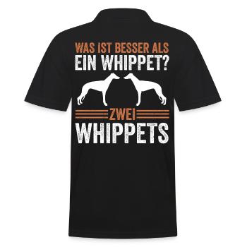 Zwei Whippet Hund Whippet Windhund - Männer Poloshirt - Schwarz - Hinten - Kai (181cm)