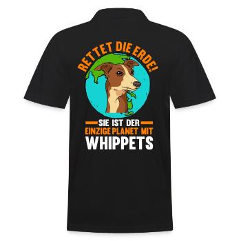 Windhund Umweltschutz Rettet die Erde Whippet - Männer Poloshirt - Schwarz - Hinten - Kai (181cm)