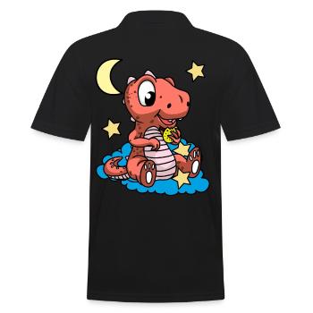 Good Night Dino Dragon Kids Starry Sky - Men's Polo Shirt - black - Back - Kai (181cm)