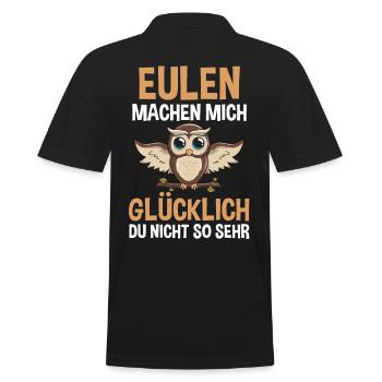 Eule Wald Eulen - Männer Poloshirt - Schwarz - Hinten - Kai (181cm)