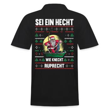 Angeln Weihnachtsmann Angler Weihnachten - Männer Poloshirt - Schwarz - Hinten - Kai (181cm)