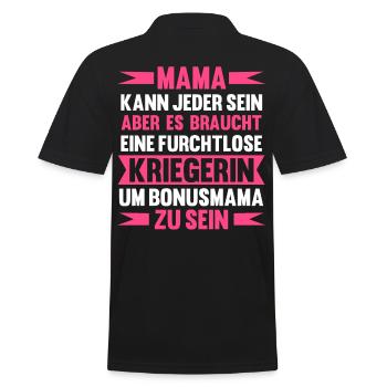 Bonusmama Stiefmama Stiefmutter - Männer Poloshirt - Schwarz - Hinten - Kai (181cm)