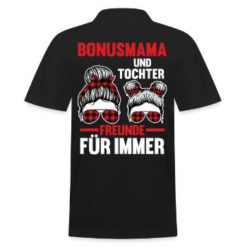 Bonusmama und Tochter - Männer Poloshirt - Schwarz - Hinten - Kai (181cm)