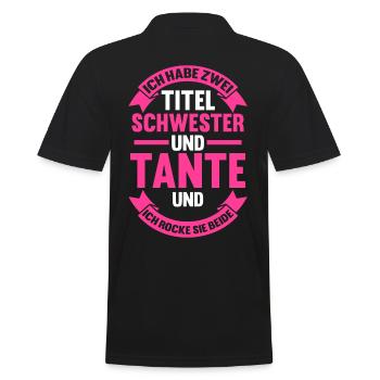Patentante Schwester Tante - Männer Poloshirt - Schwarz - Hinten - Kai (181cm)
