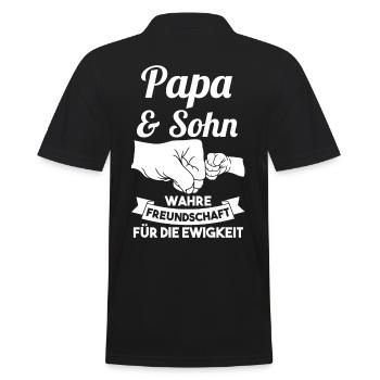 Papa und Sohn - Männer Poloshirt - Schwarz - Hinten - Kai (181cm)