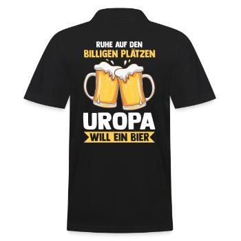 Uropa Bier - Männer Poloshirt - Schwarz - Hinten - Kai (181cm)
