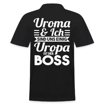 Uropa ist der Boss - Männer Poloshirt - Schwarz - Hinten - Kai (181cm)